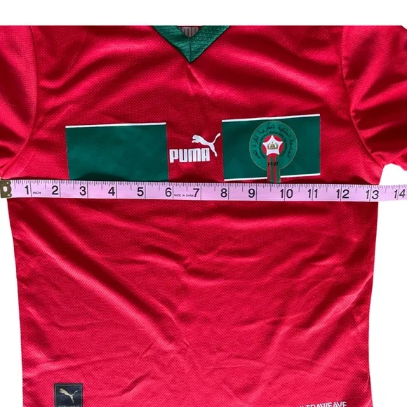 Kids Morocco Soccer Jersey Set Puma FRMF Football Kit Shirt & Shorts Size 4 - Picture 12 of 14
